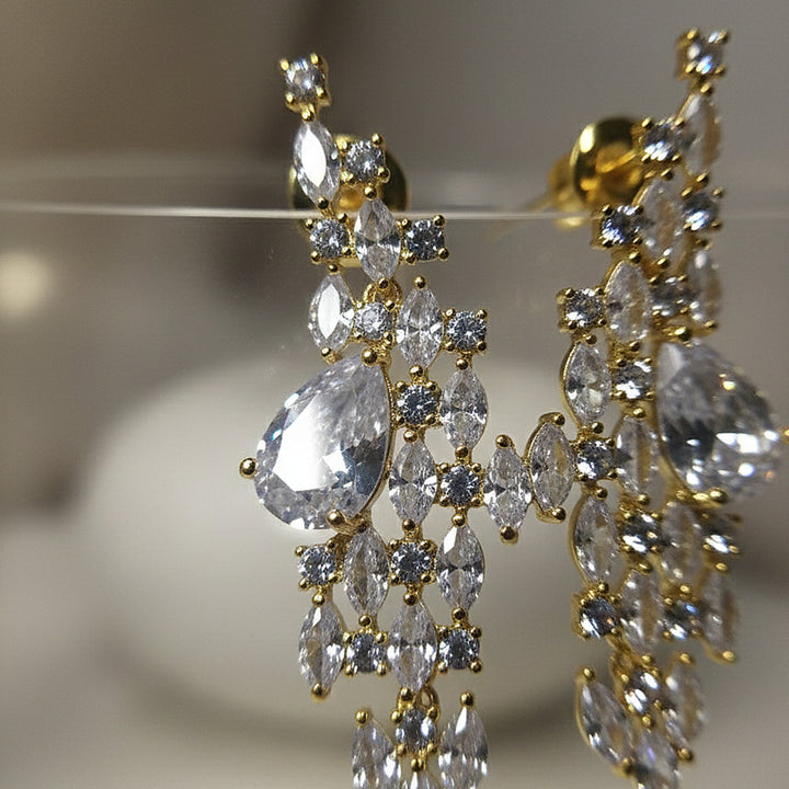 Gold Crystal Drop Earrings