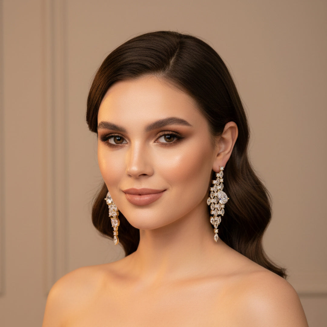 Gold Crystal Drop Earrings