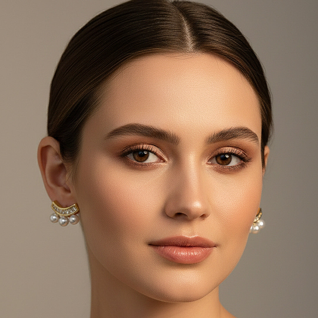 Curved Pearl  Earrings