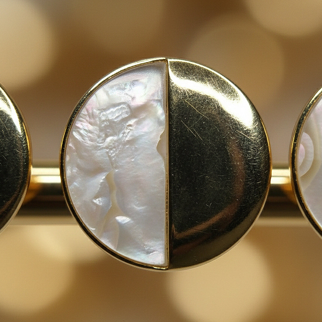 Gold & Pearl Half-Moon Stud Earrings