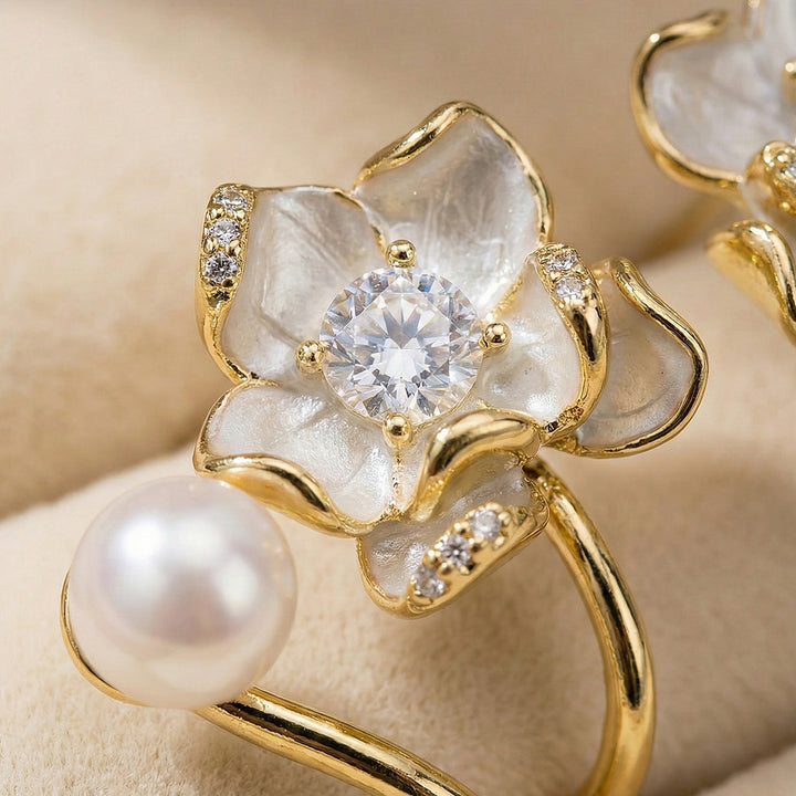 Floral Pearl Stud Earring