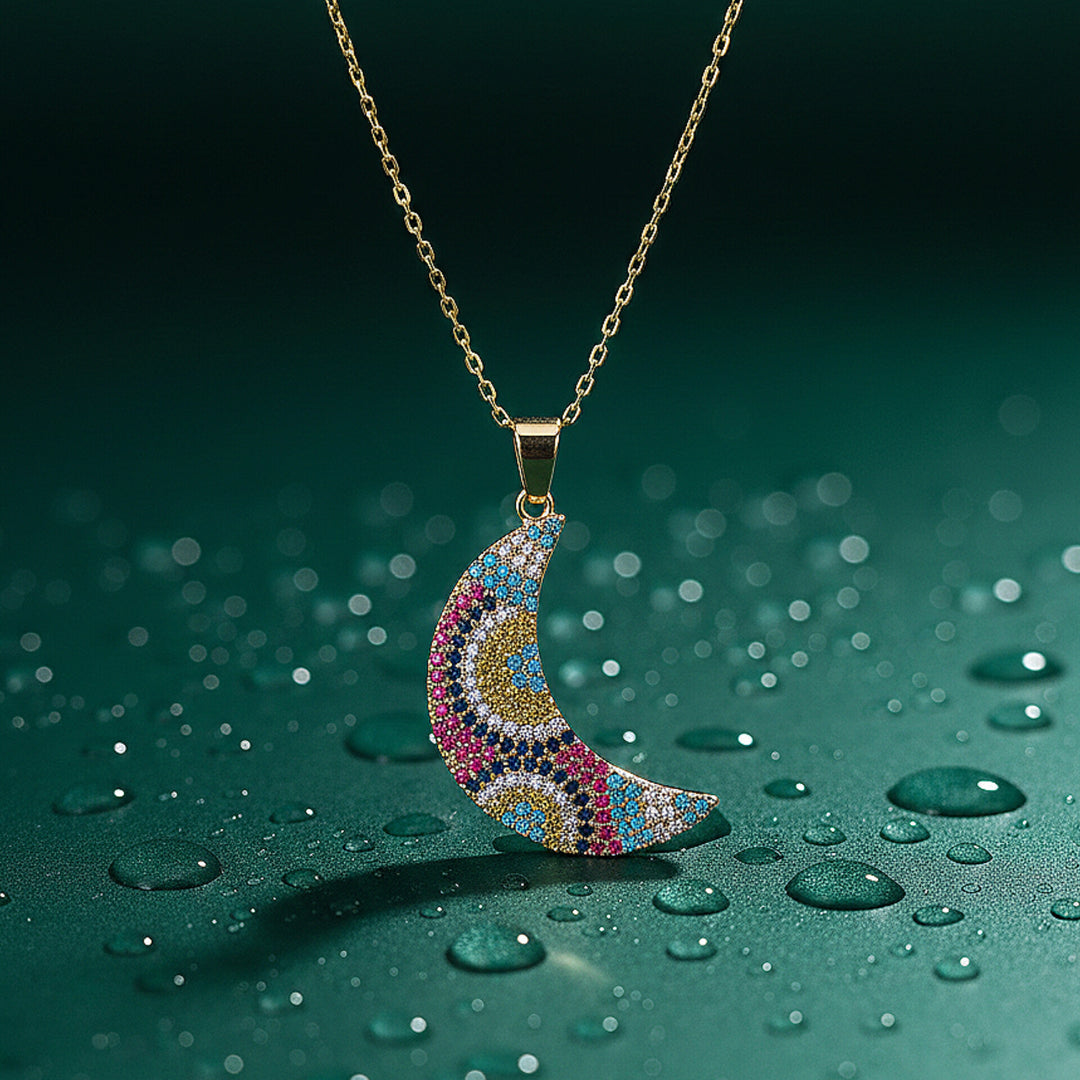 Multicolor  Moon Chain Pendant