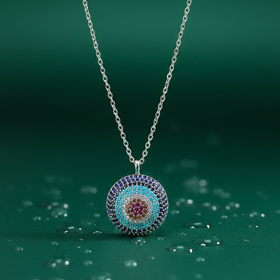 Multicolor Evil Eye Round Chain Pendant