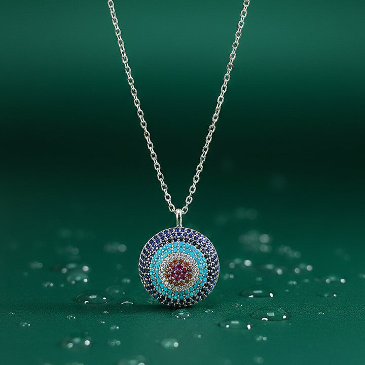 Multicolor Evil Eye Round Chain Pendant