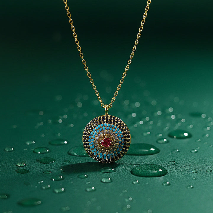 Multicolor Evil Eye Round Chain Pendant