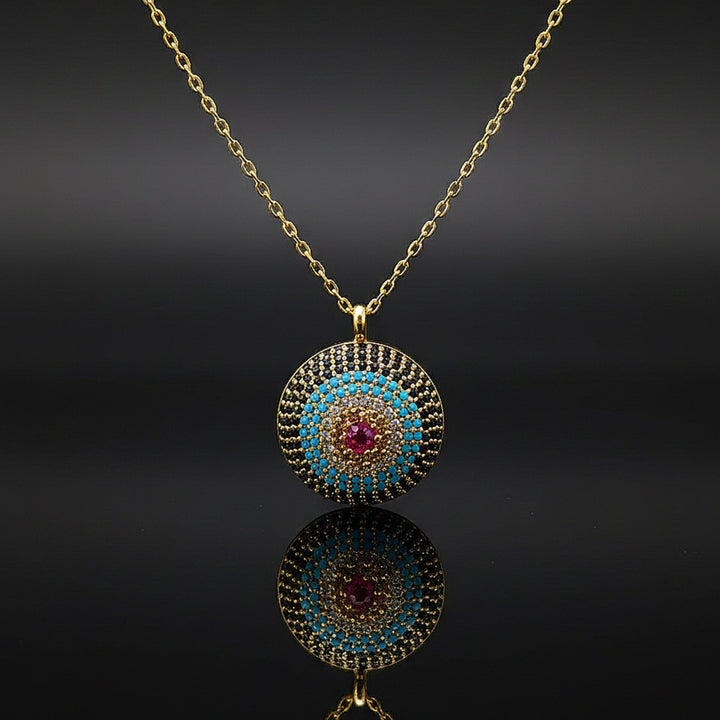Multicolor Evil Eye Round Chain Pendant