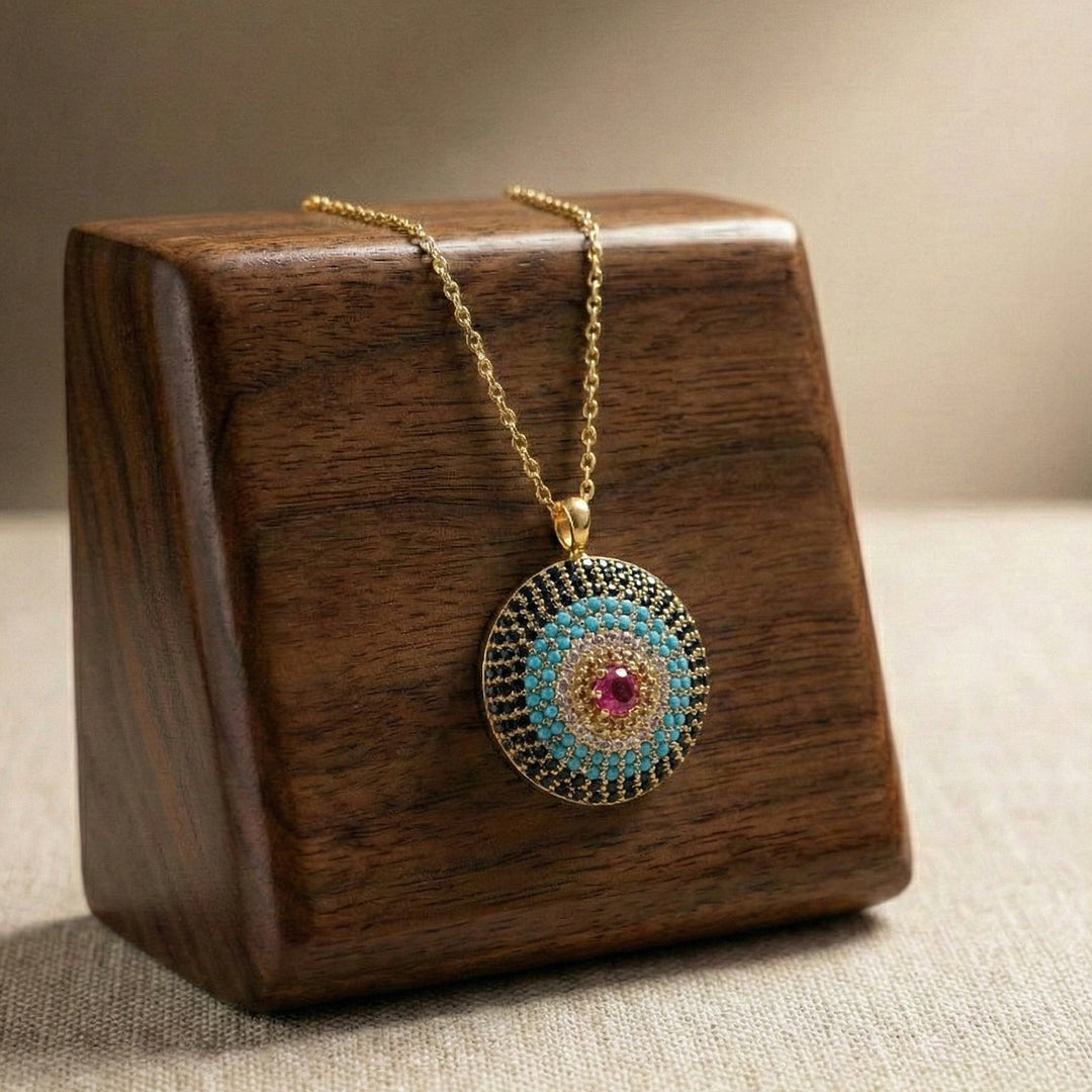 Multicolor Evil Eye Round Chain Pendant