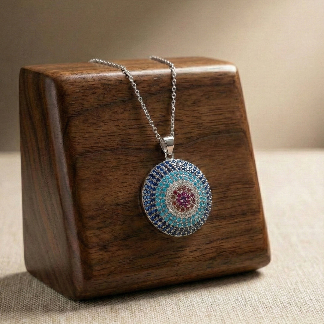 Multicolor Evil Eye Round Chain Pendant
