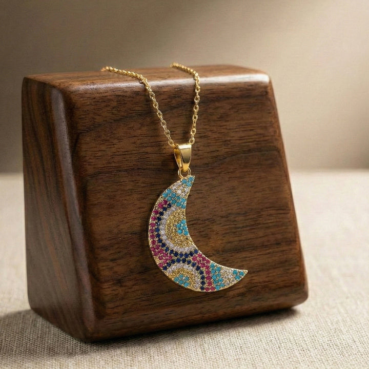 Multicolor  Moon Chain Pendant
