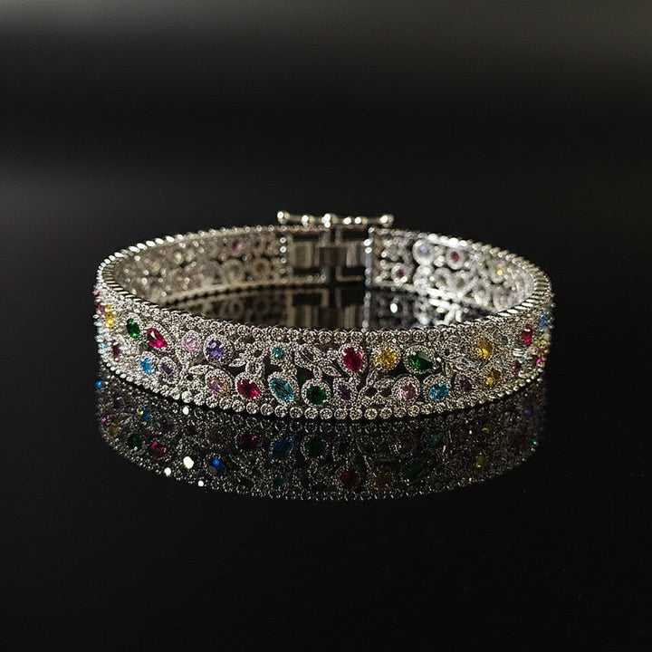 Multicolor Stone Bracelet (Silver Tone)