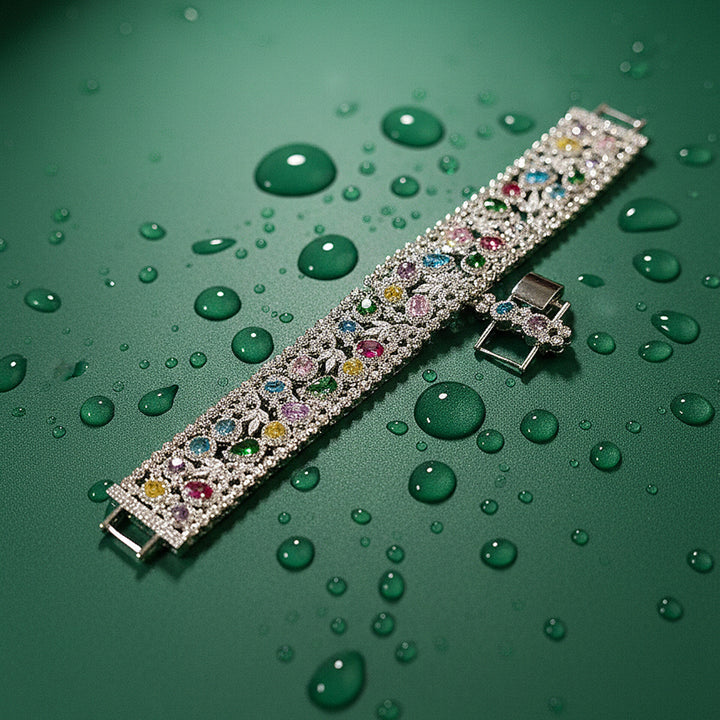 Multicolor Stone Bracelet (Silver Tone)