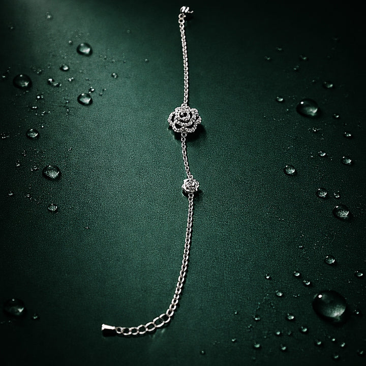 Rose Charm Bracelet (Silver Tone)