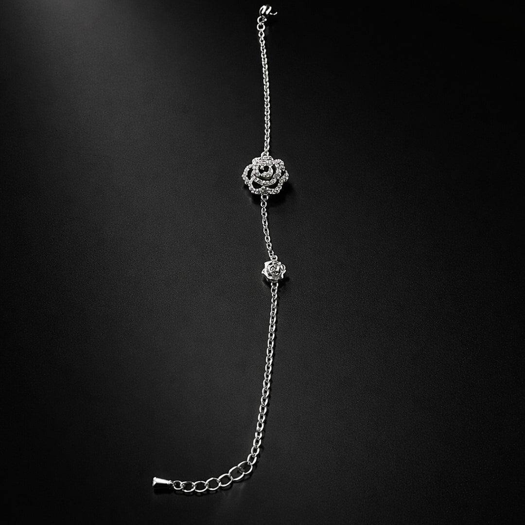 Rose Charm Bracelet (Silver Tone)