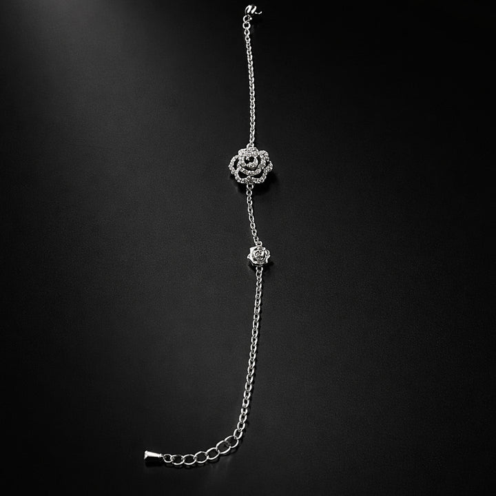 Rose Charm Bracelet (Silver Tone)