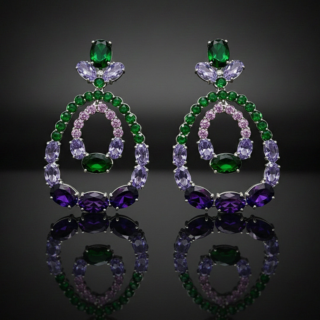 Multicolor Emerald Loop Earrings