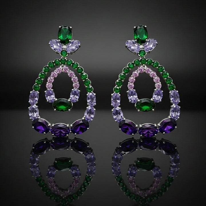 Multicolor Emerald Loop Earrings