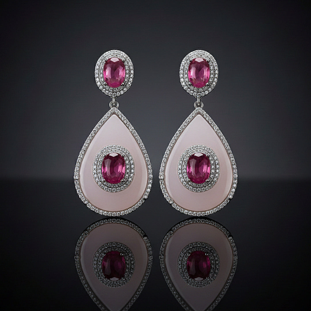 Ruby Pink Teardrop Earrings