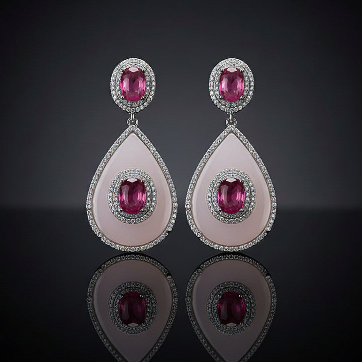 Ruby Pink Teardrop Earrings