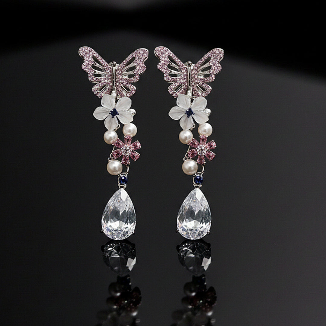 Butterfly Pearl Drop Earring