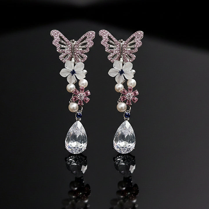 Butterfly Pearl Drop Earring