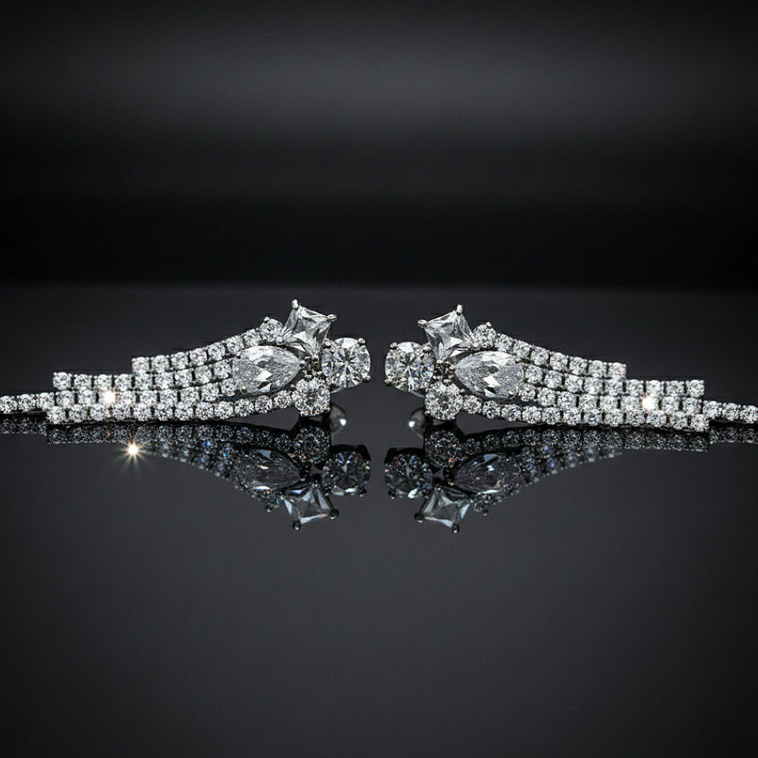 Silver Crystal Wing Earrings