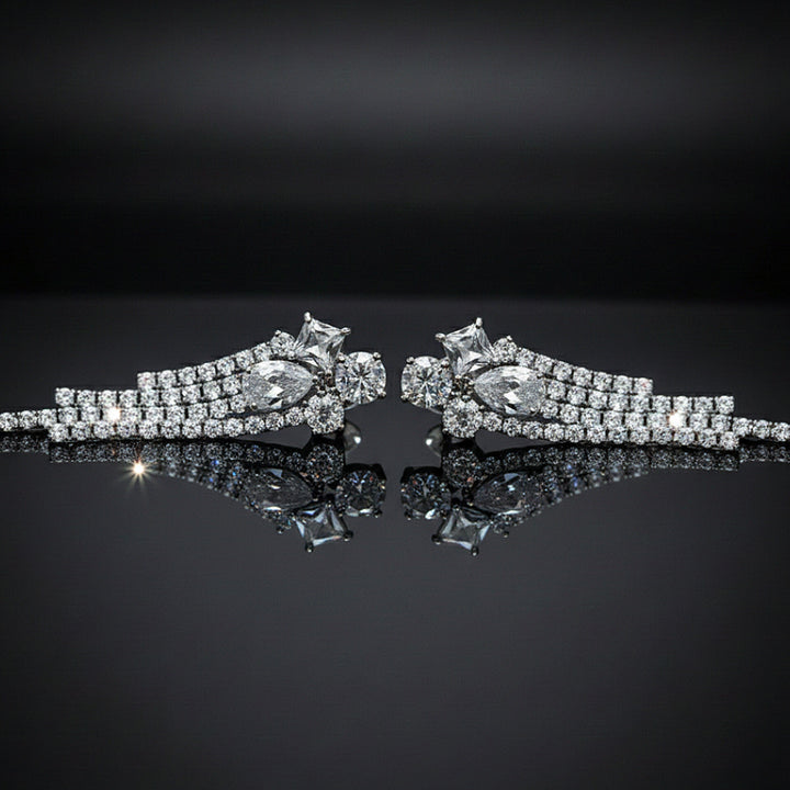Silver Crystal Wing Earrings