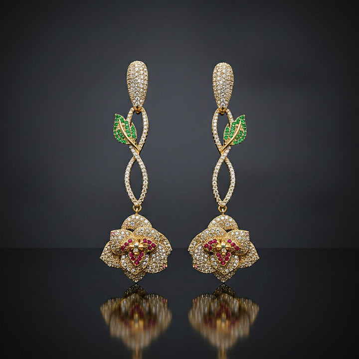 Gold Floral Drop Earring