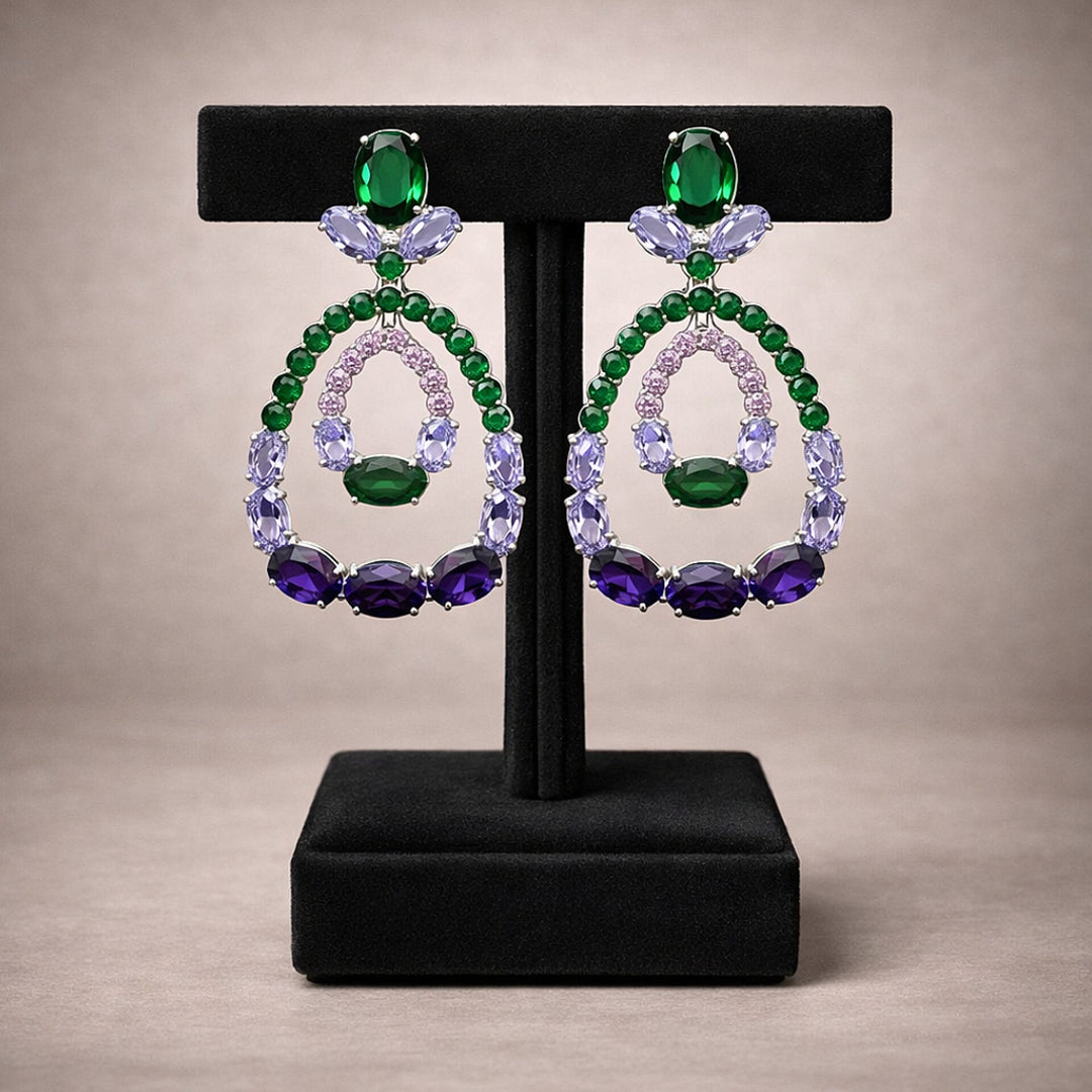 Multicolor Emerald Loop Earrings