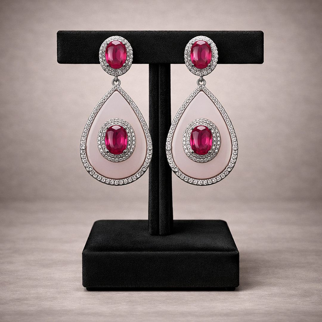 Ruby Pink Teardrop Earrings