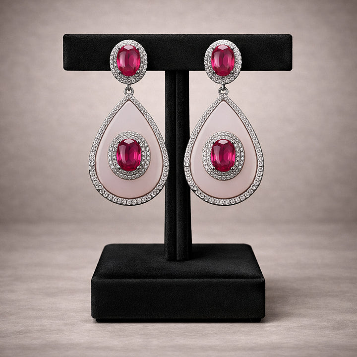 Ruby Pink Teardrop Earrings