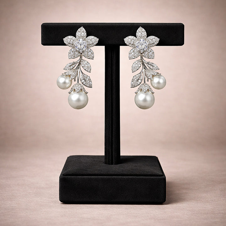 Pearl Drop Floral Earrings