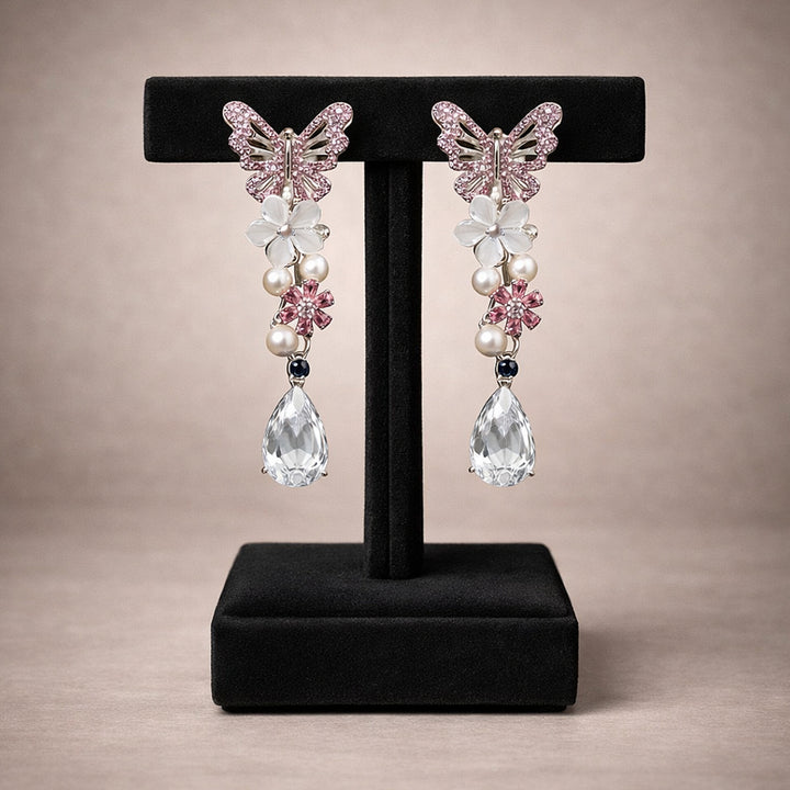 Butterfly Pearl Drop Earring