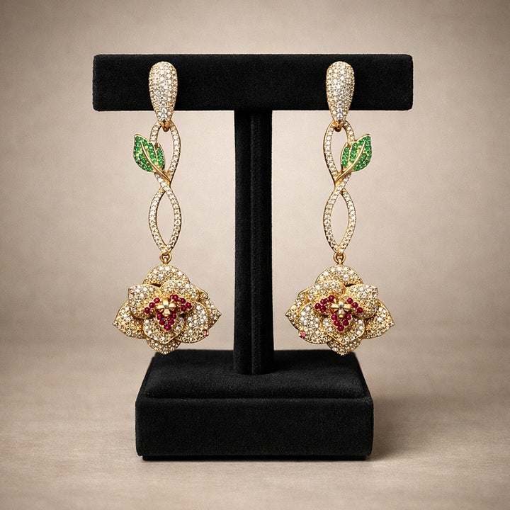 Gold Floral Drop Earring