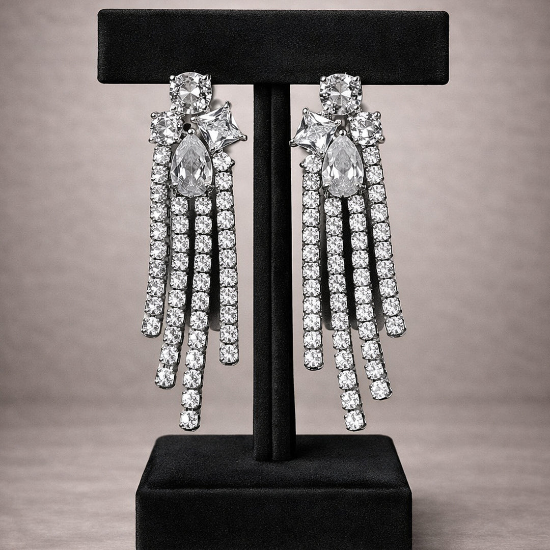 Silver Crystal Wing Earrings
