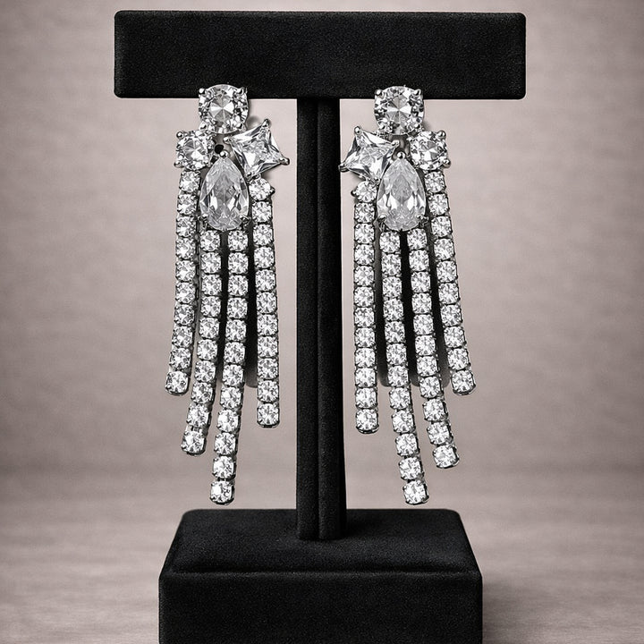 Silver Crystal Wing Earrings