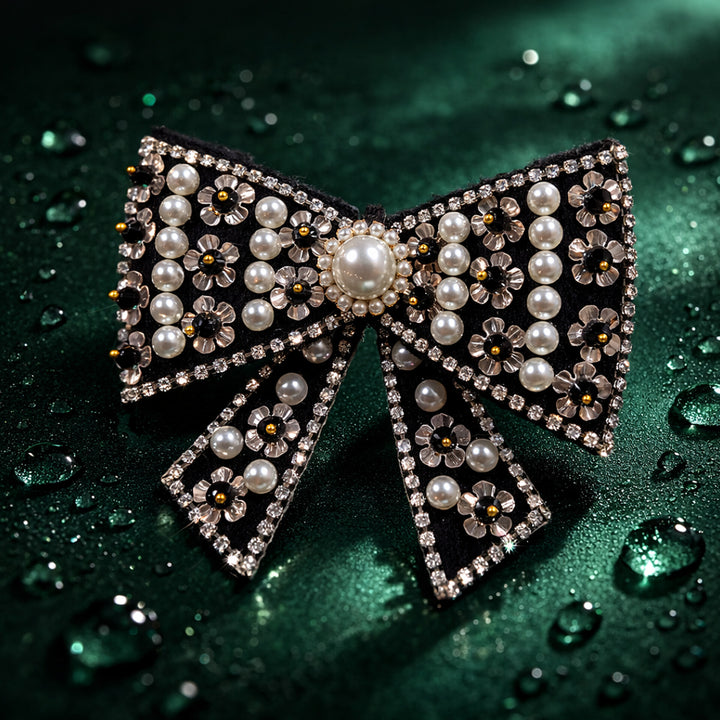 Black & Pearl Designer Hair Bow