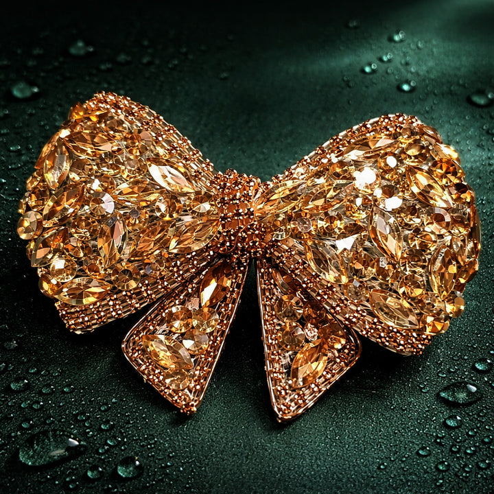Golden Crystal Bridal Hair Bow