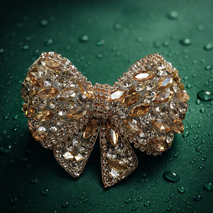 Golden Crystal Luxury Hair Bow