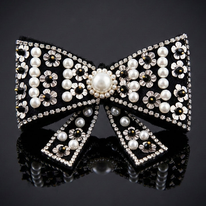Black & Pearl Designer Hair Bow