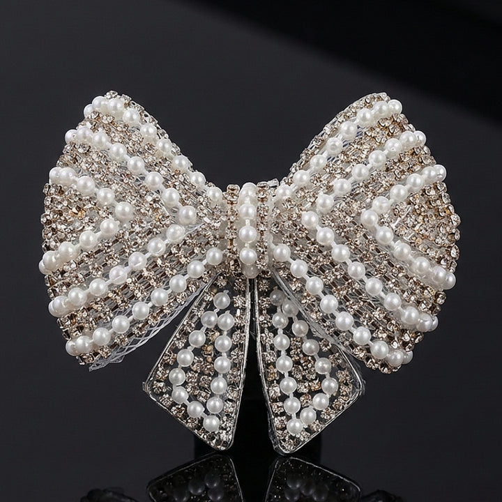 Pearl & Silver Crystal Luxury Hair Bow