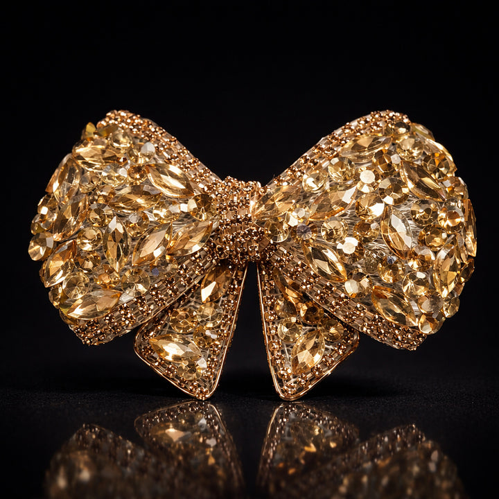 Golden Crystal Bridal Hair Bow