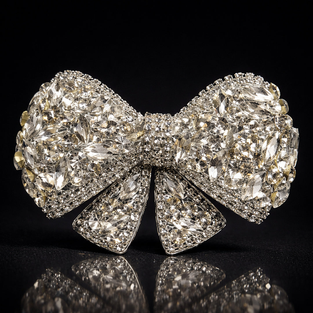 Silver Crystal Luxury Hair Bow