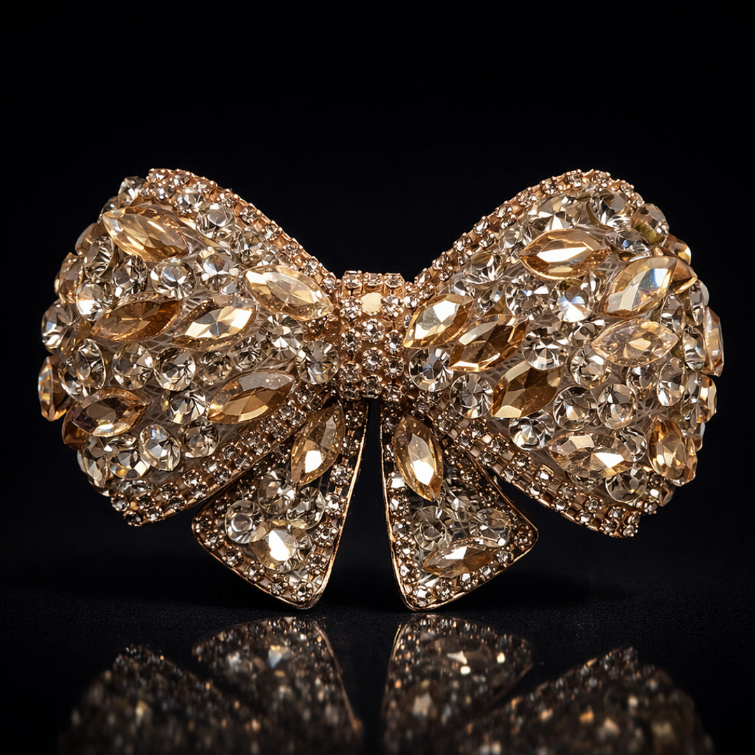 Golden Crystal Luxury Hair Bow