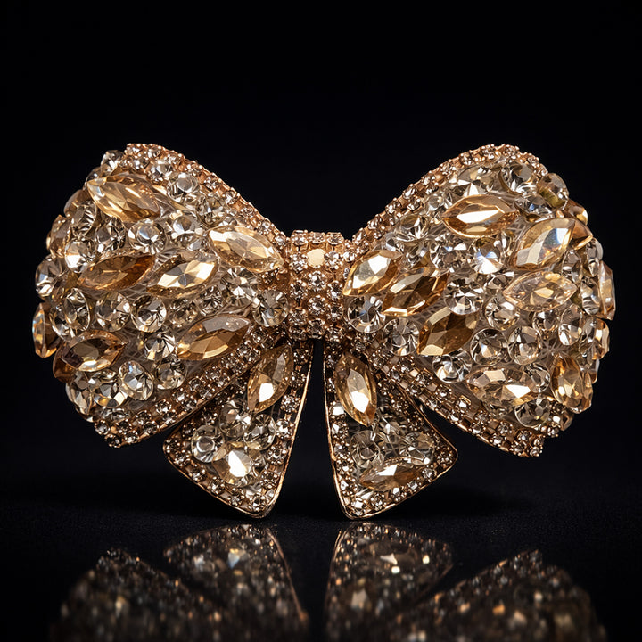 Golden Crystal Luxury Hair Bow