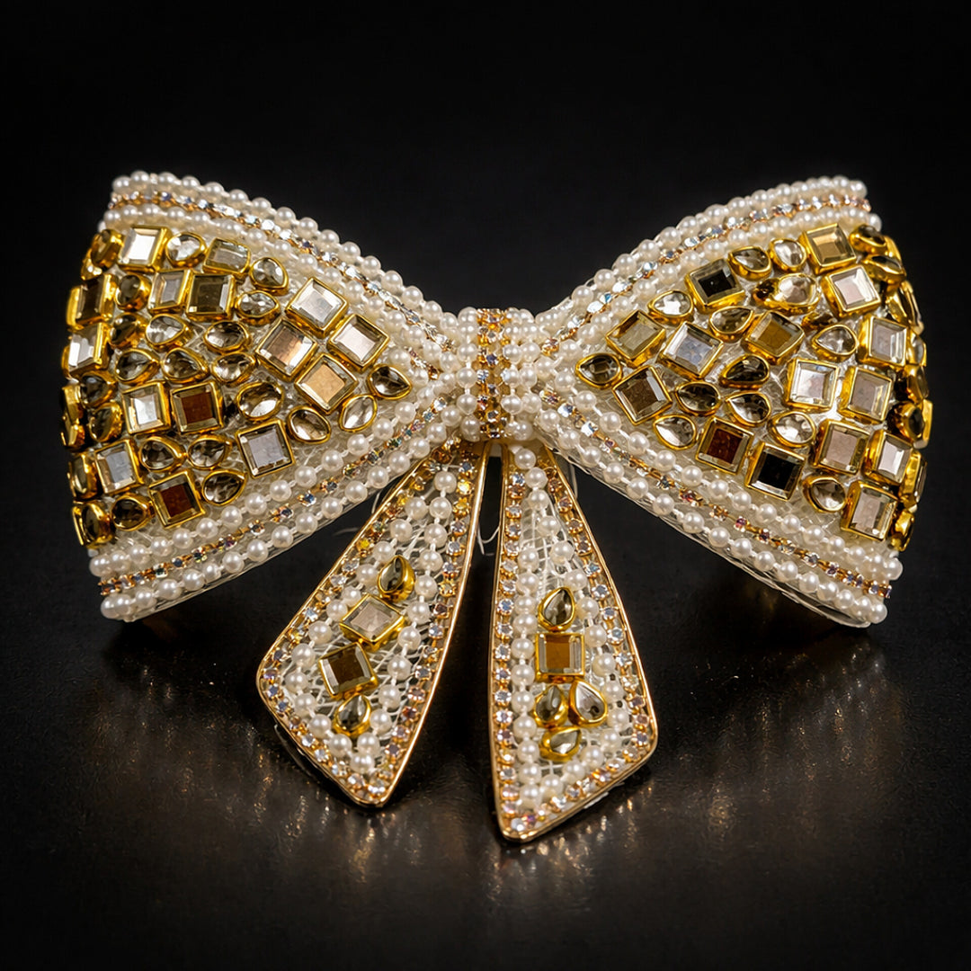 Gold Mirror & Pearl Hair Bow