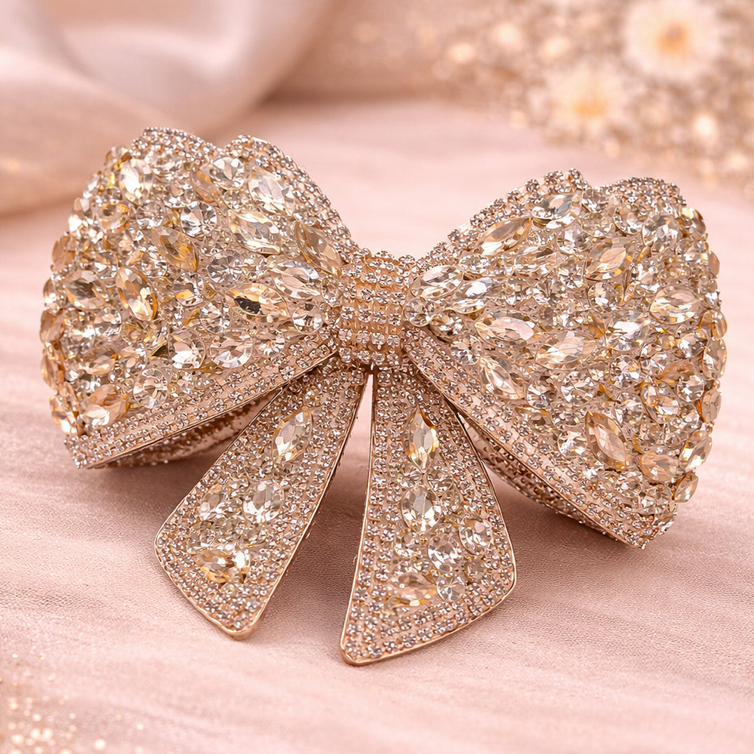 Champagne Crystal Hair Bow