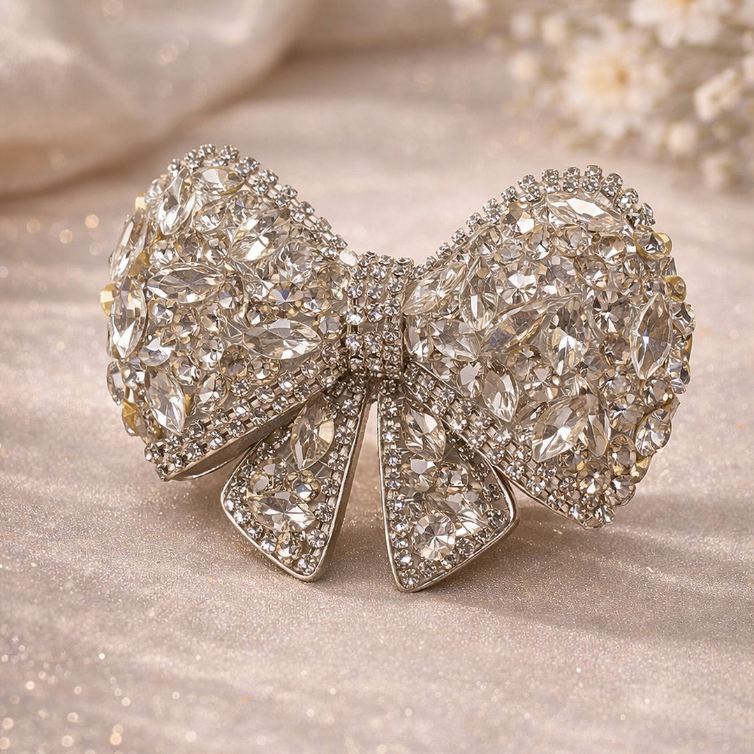 Silver Crystal Luxury Hair Bow