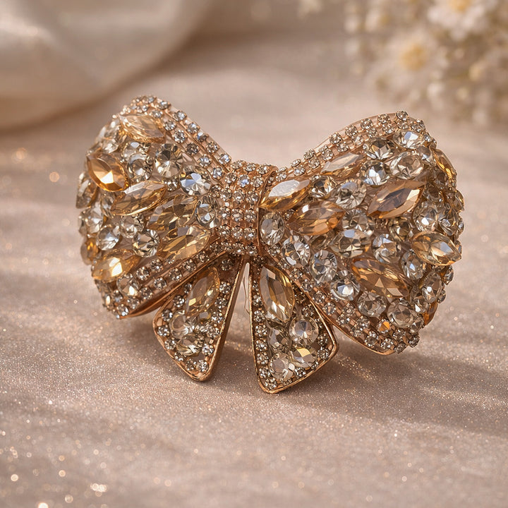 Golden Crystal Luxury Hair Bow
