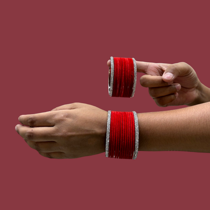 Metal Bangles with Silver Kada PMB004