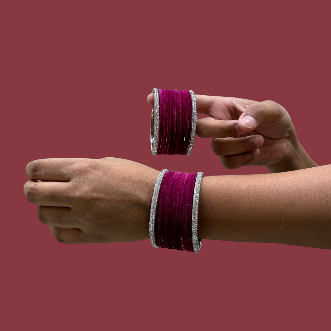 Metal Bangles with Silver Kada PMB004